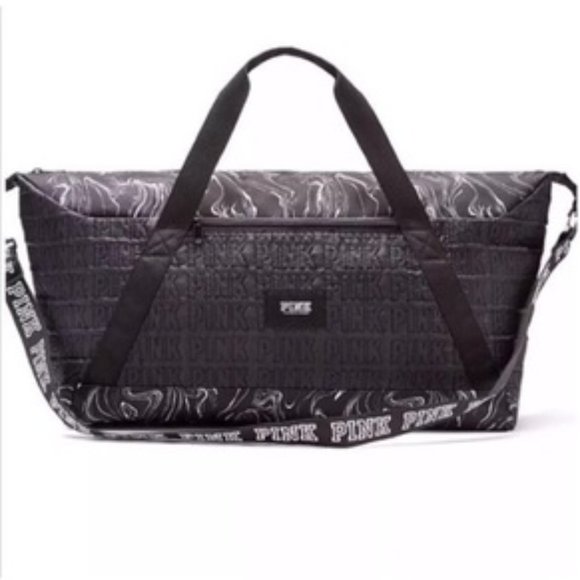 PINK Victoria's Secret Handbags - Victoria’s Secret PINK Large Travel Duffle Black Marble